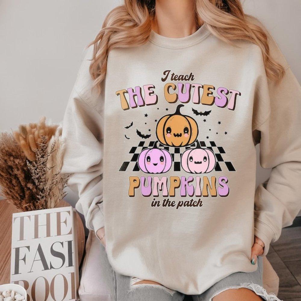 I Teach The Cutest Pumpkins In The Patch Retro Teacher Halloweens Swe